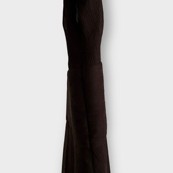 J. CREW 100% Silk Dress Size 4P Petite Chocolate Brown Surplice Midi Lined - Picture 5 of 8